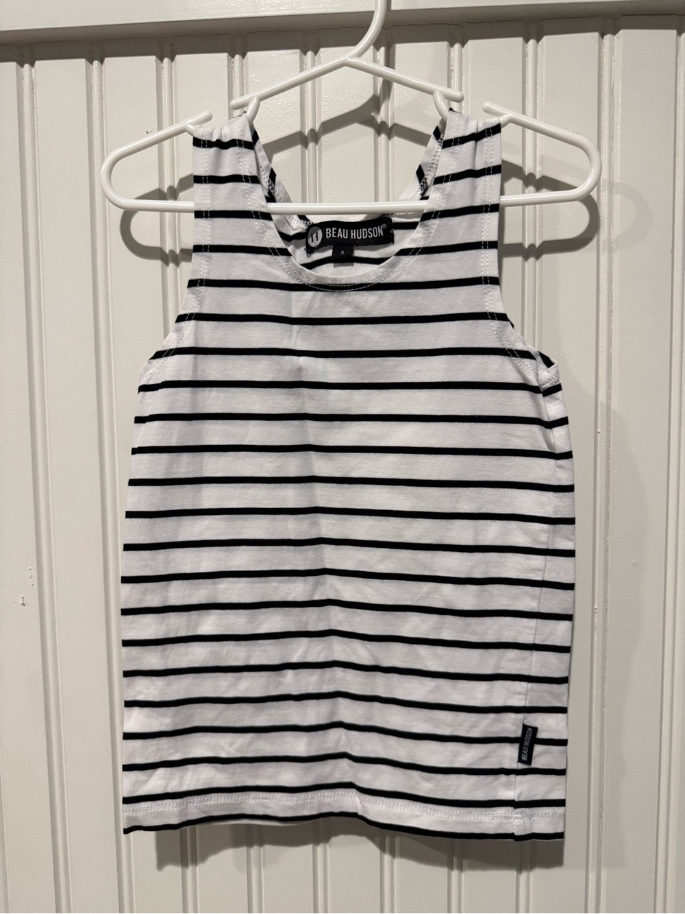 Beau Hudson White and Black Striped Tank Top